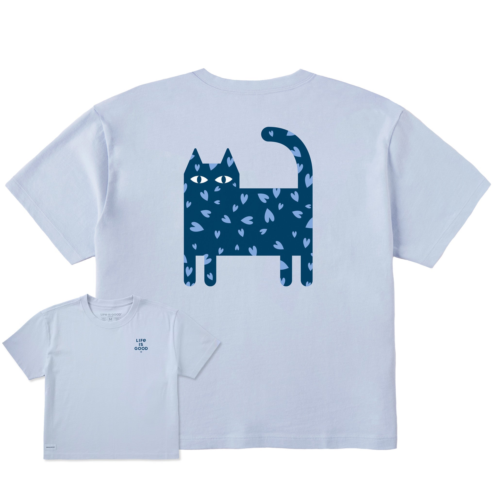 Women's Cat Heart Spots Short Sleeve Crusher Boxy Tee