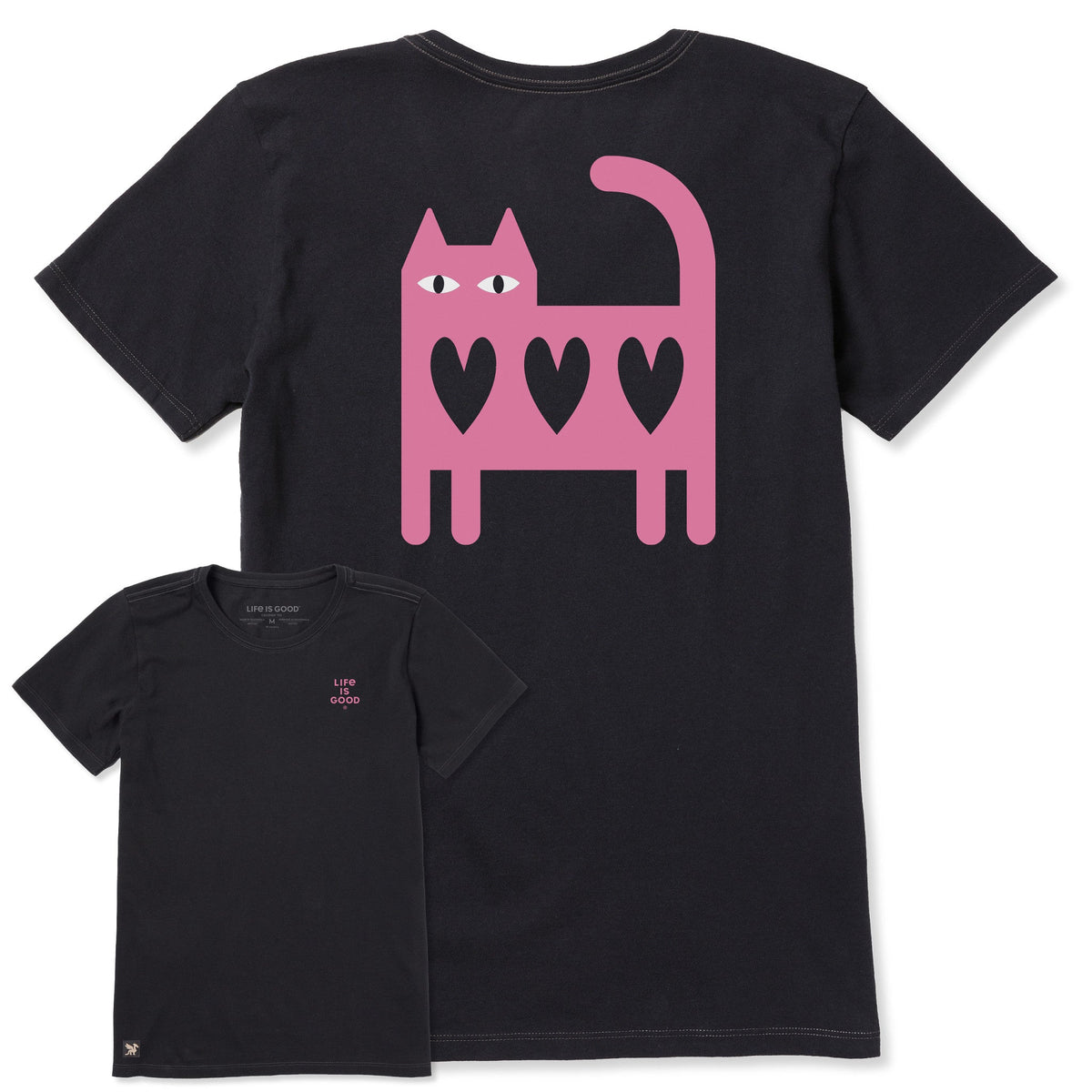 Women's Cat Three Hearts Short Sleeve Crusher Tee