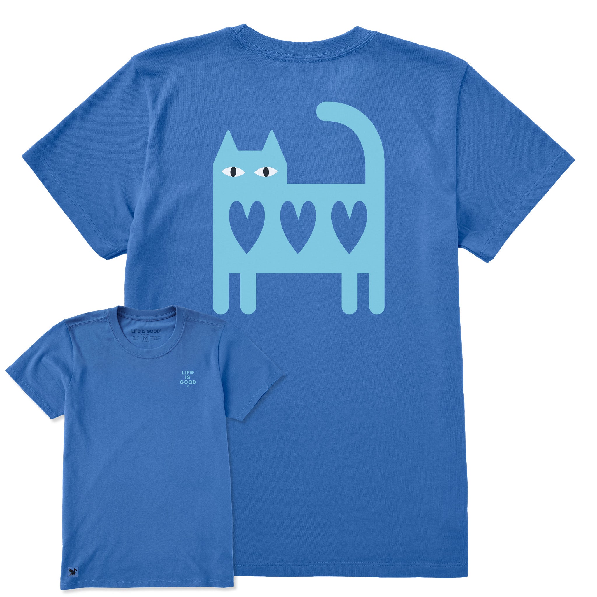 Women's Cat Three Hearts Short Sleeve Crusher Tee