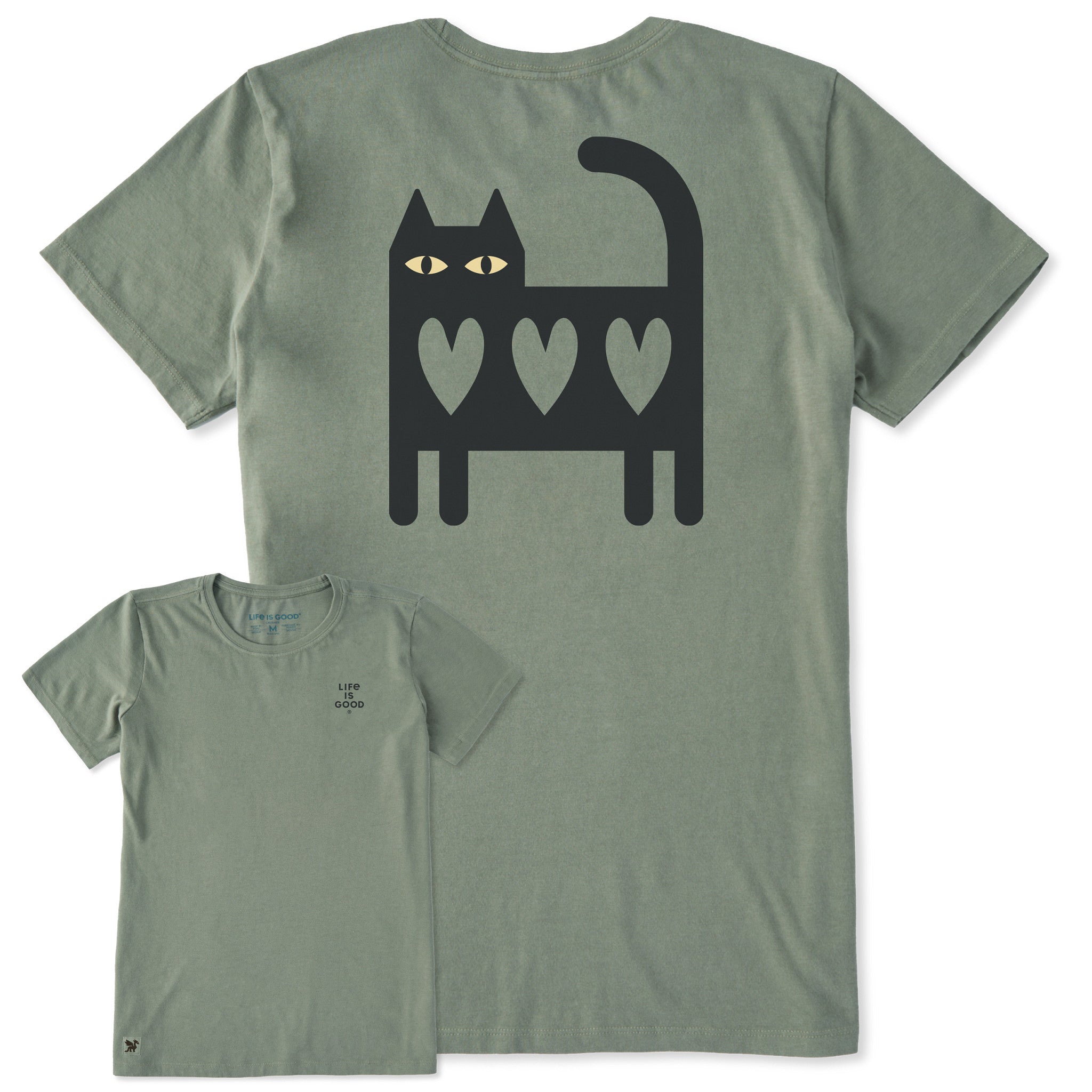 Women's Cat Three Hearts Short Sleeve Crusher Tee