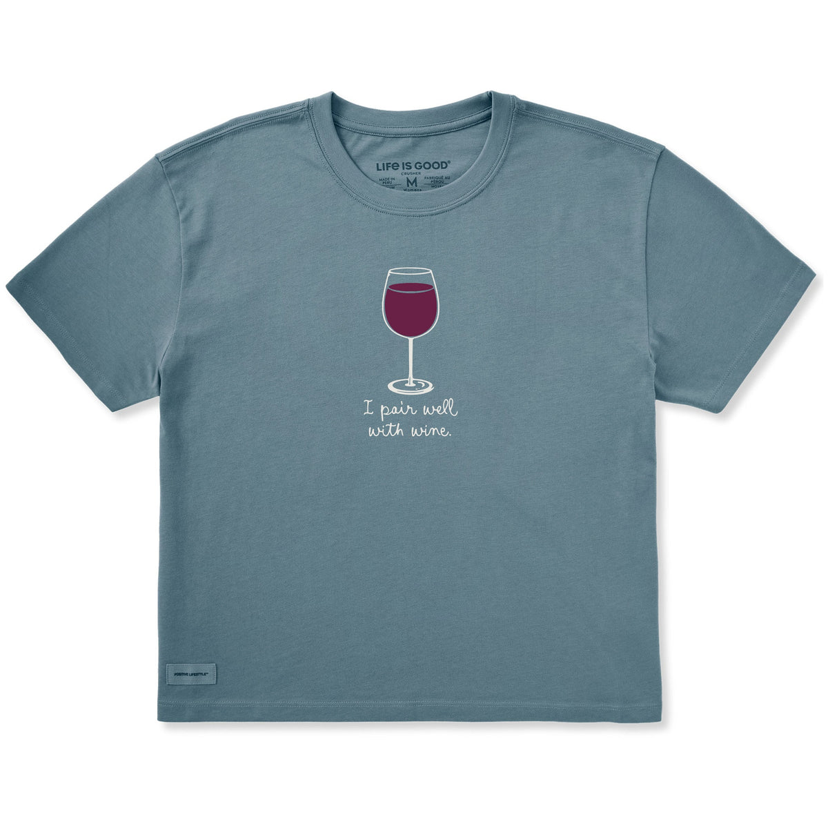 Women's I Pair Well With Wine Short Sleeve Crusher Boxy Tee