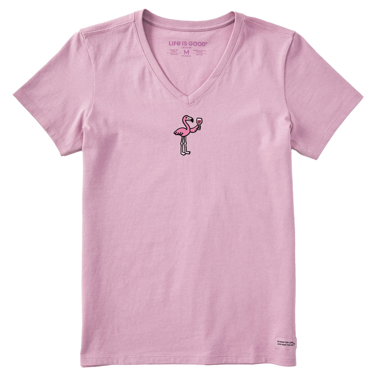 Women's Flamingo Wine Short Sleeve Crusher Vee