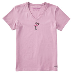 Women's Flamingo Wine Short Sleeve Crusher Vee