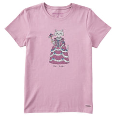 Women's Fancy Cat Lady Short Sleeve Crusher Tee