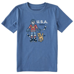 Kids Jake Hockey Gold 2026 Short Sleeve Crusher Tee