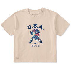Women's Jackie Hockey Gold 2026 Short Sleeve Crusher Boxy Tee