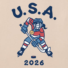 Women's Jackie Hockey Gold 2026 Short Sleeve Crusher Boxy Tee