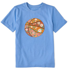 Kids Doodle Floral Basketball Short Sleeve Crusher Tee
