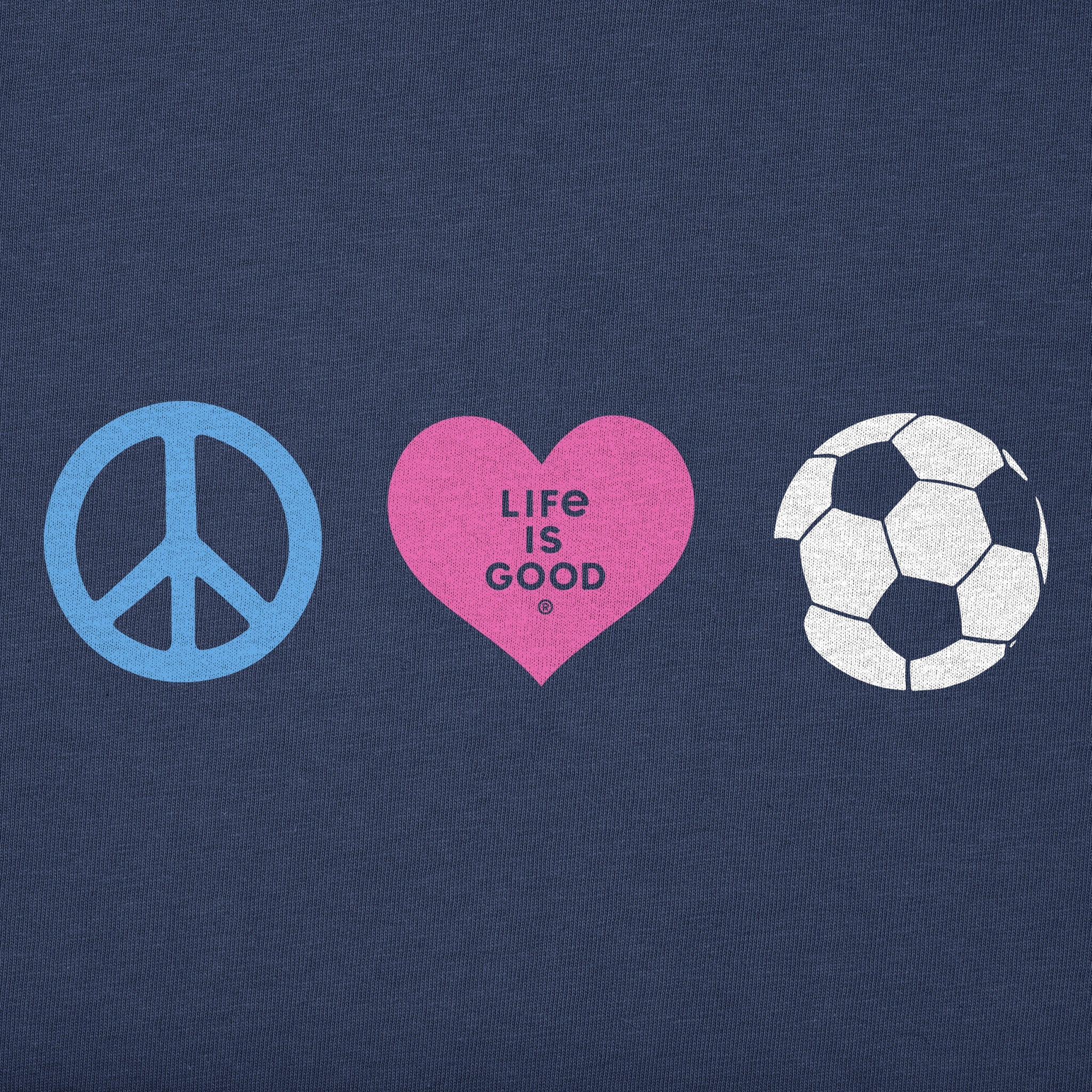 Kids Peace Love Futbol Short Sleeve Crusher Tee