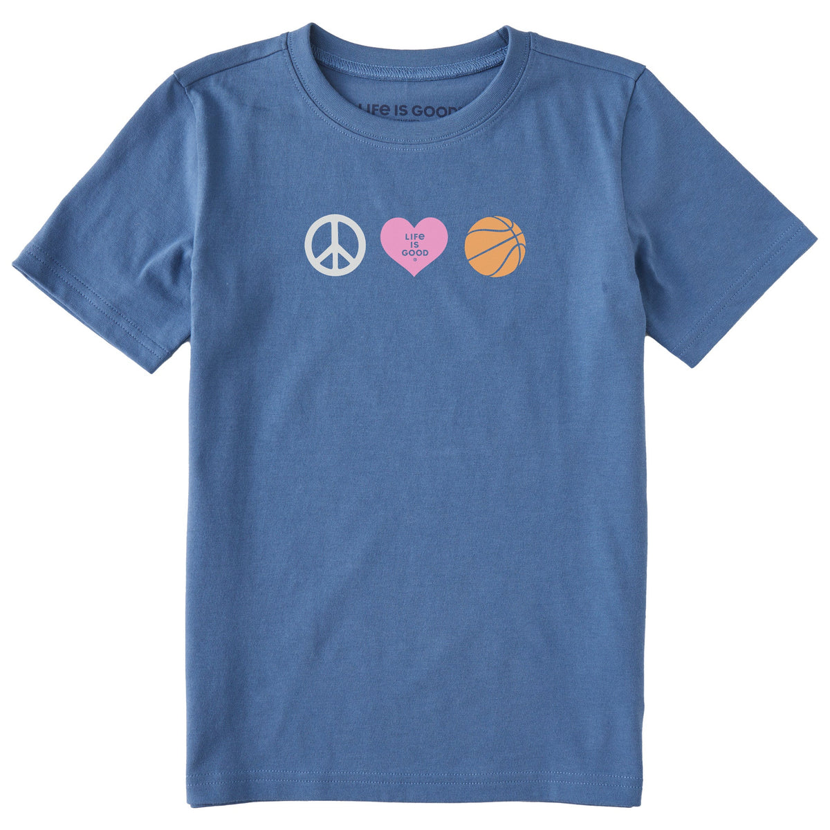 Kids Peace Love Hoops Short Sleeve Crusher Tee