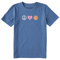 Kids Peace Love Hoops Short Sleeve Crusher Tee