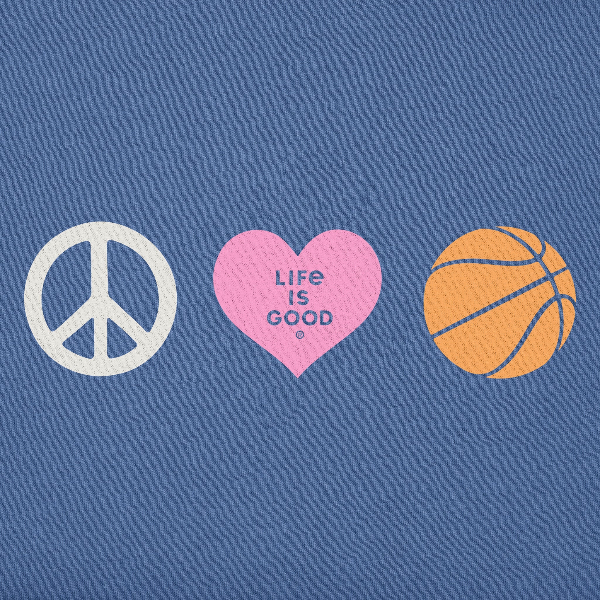Kids Peace Love Hoops Short Sleeve Crusher Tee