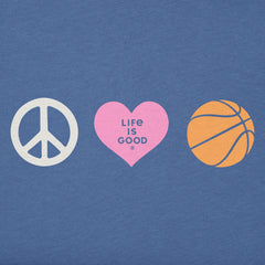 Kids Peace Love Hoops Short Sleeve Crusher Tee