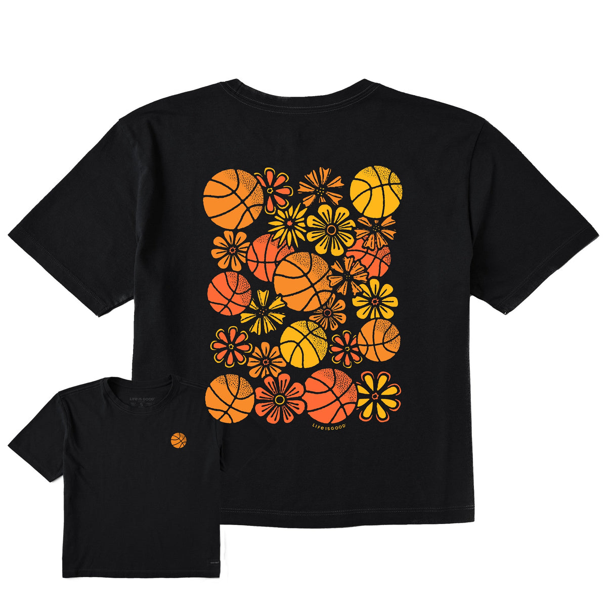 Women's Floral Basketball Medley Short Sleeve Crusher Boxy Tee