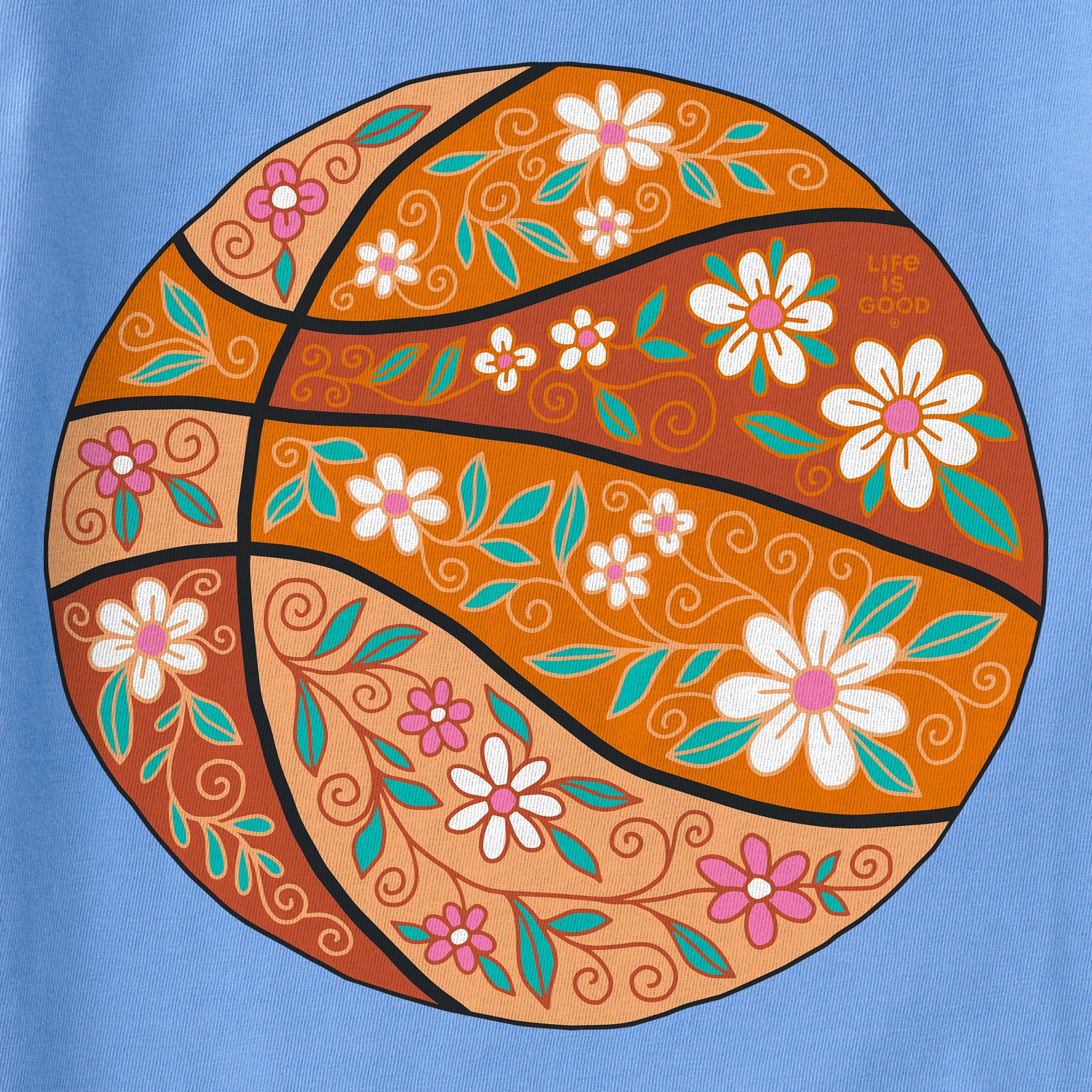 Women's Doodle Floral Basketball Short Sleeve Crusher Tee