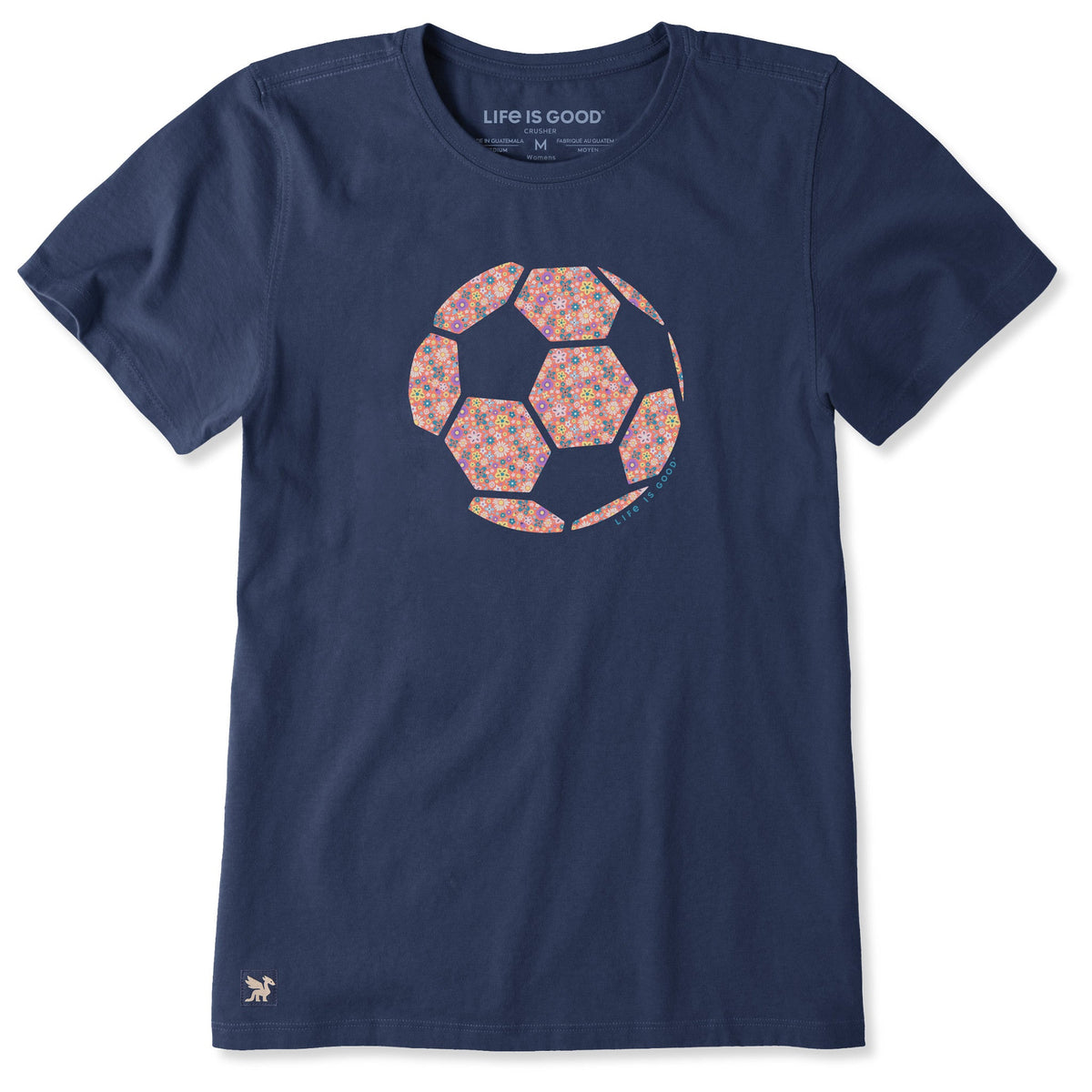 Women's Floral Soccer Ball Short Sleeve Crusher Tee