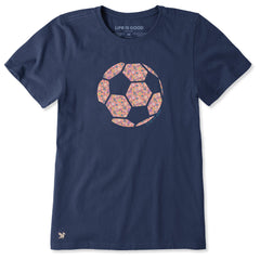 Women's Floral Soccer Ball Short Sleeve Crusher Tee