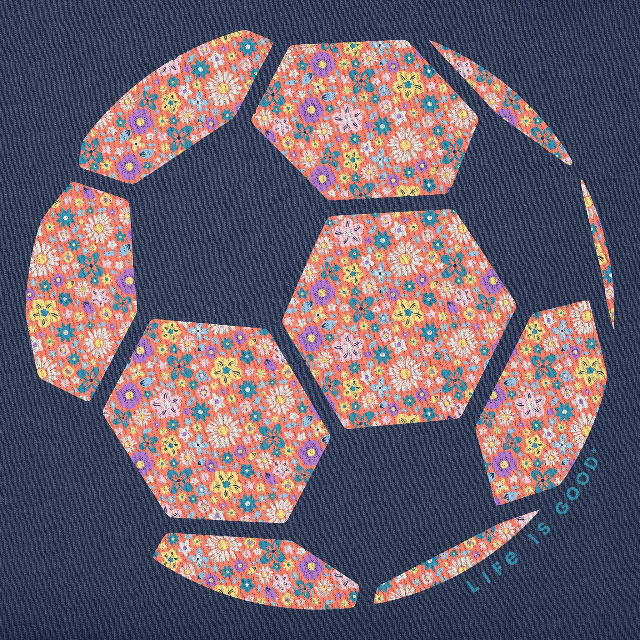 Women's Floral Soccer Ball Short Sleeve Crusher Tee