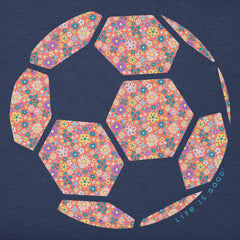 Women's Floral Soccer Ball Short Sleeve Crusher Tee