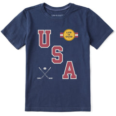 Kids USA Hockey Gold Short Sleeve Crusher Tee