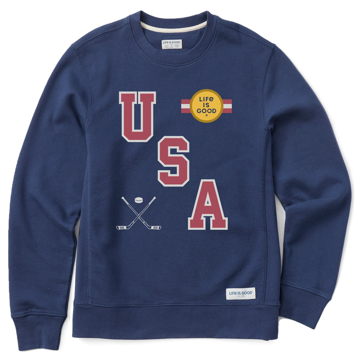 Men's USA Hockey Gold Simply True Fleece Crew