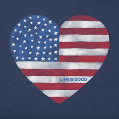 Women's Flag Heart Short Sleeve Crusher Vee