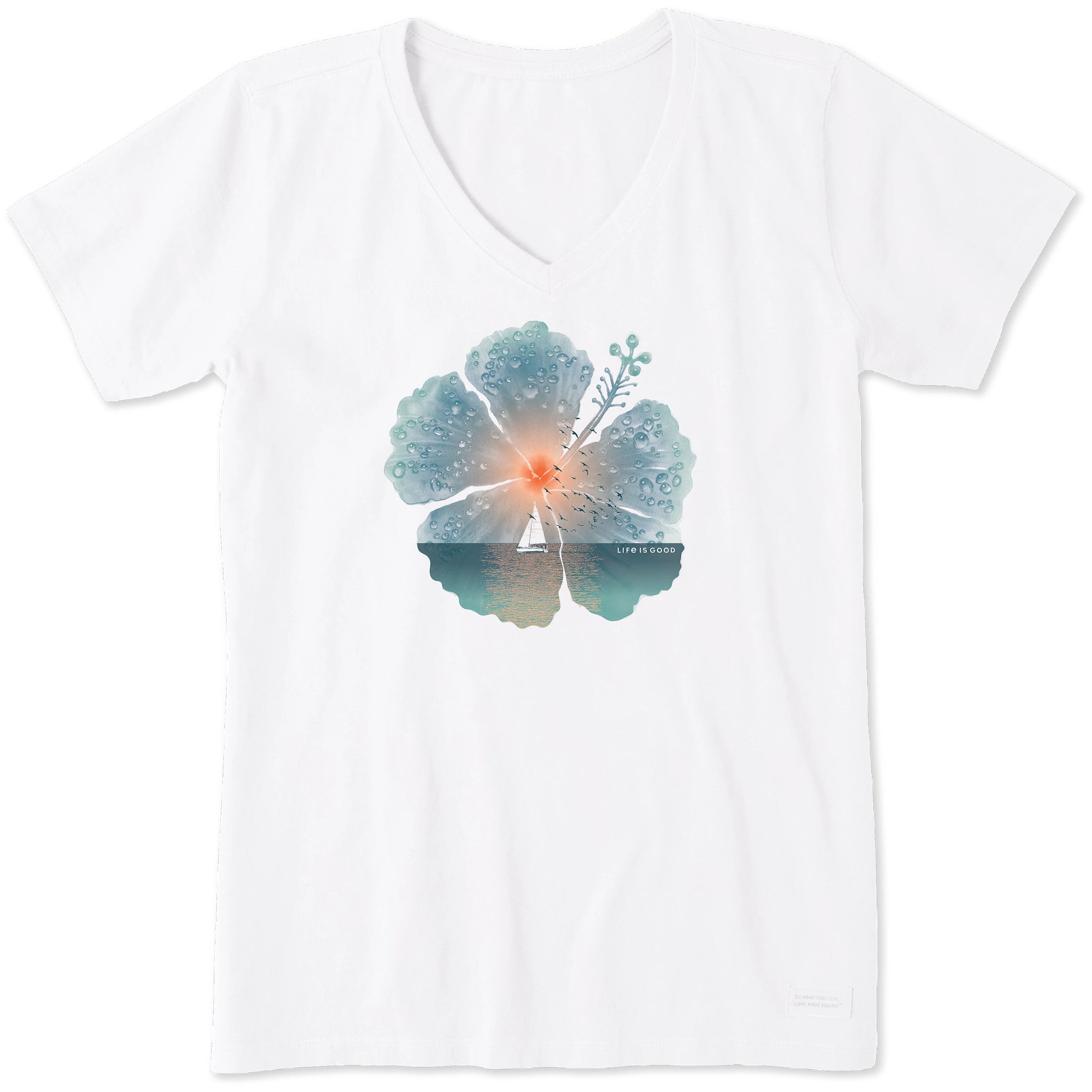 Women's Hibiscus Sail Short Sleeve Crusher Vee