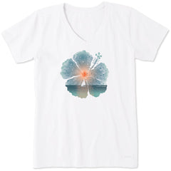 Women's Hibiscus Sail Short Sleeve Crusher Vee