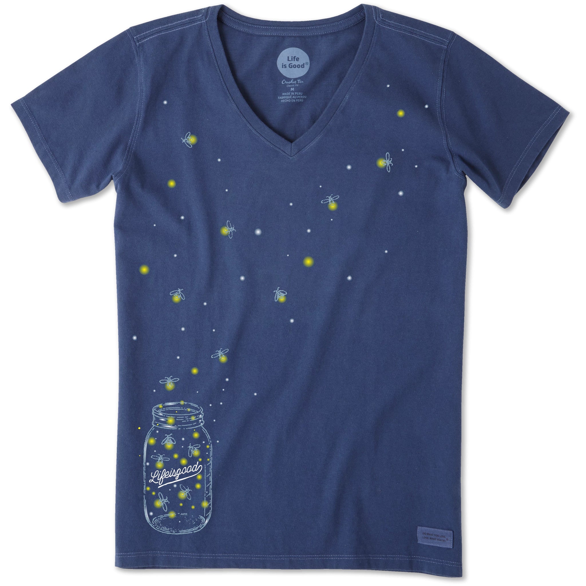 Women's Floating Fireflies Jar Short Sleeve Crusher Vee