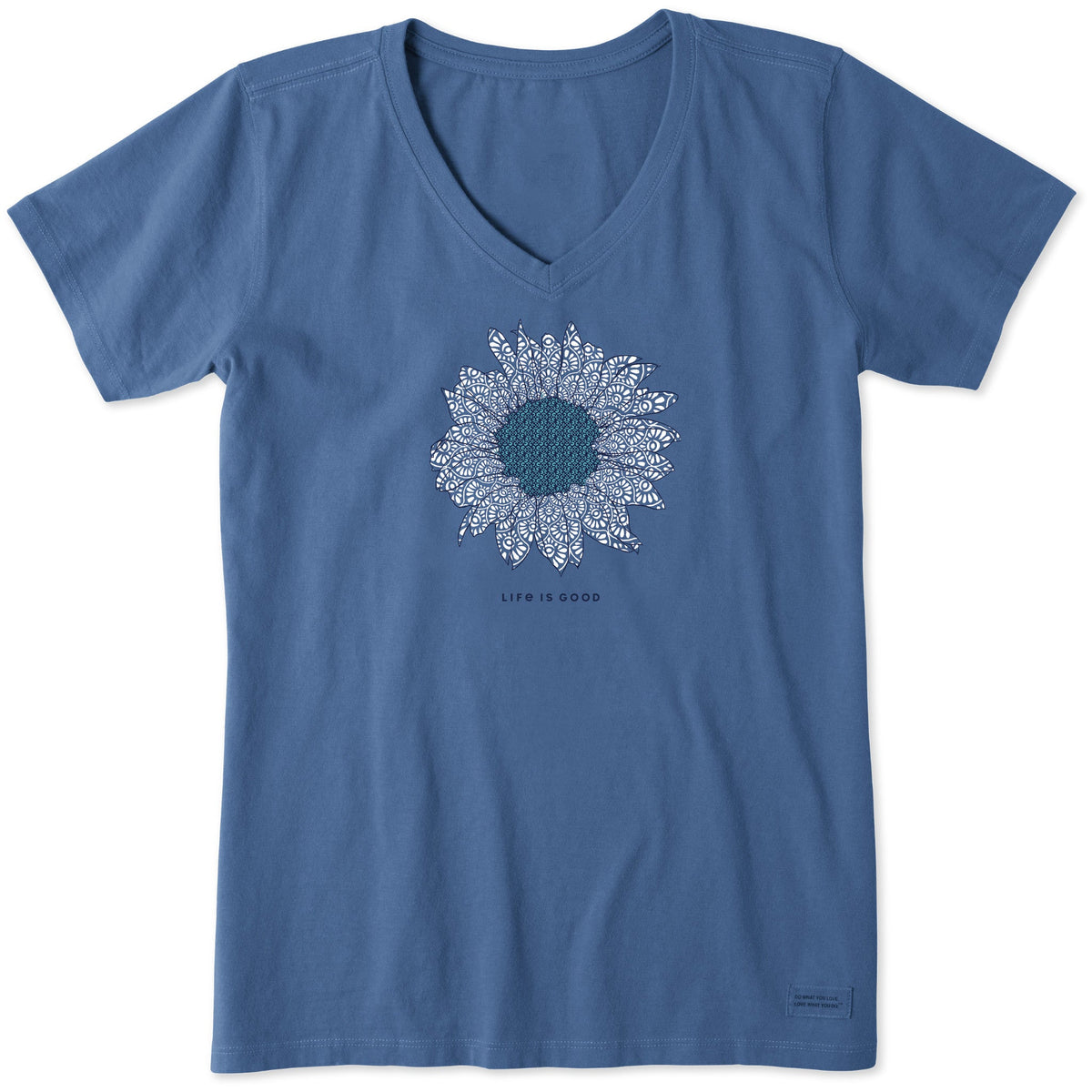 Women's French Sunflower Short Sleeve Crusher Vee