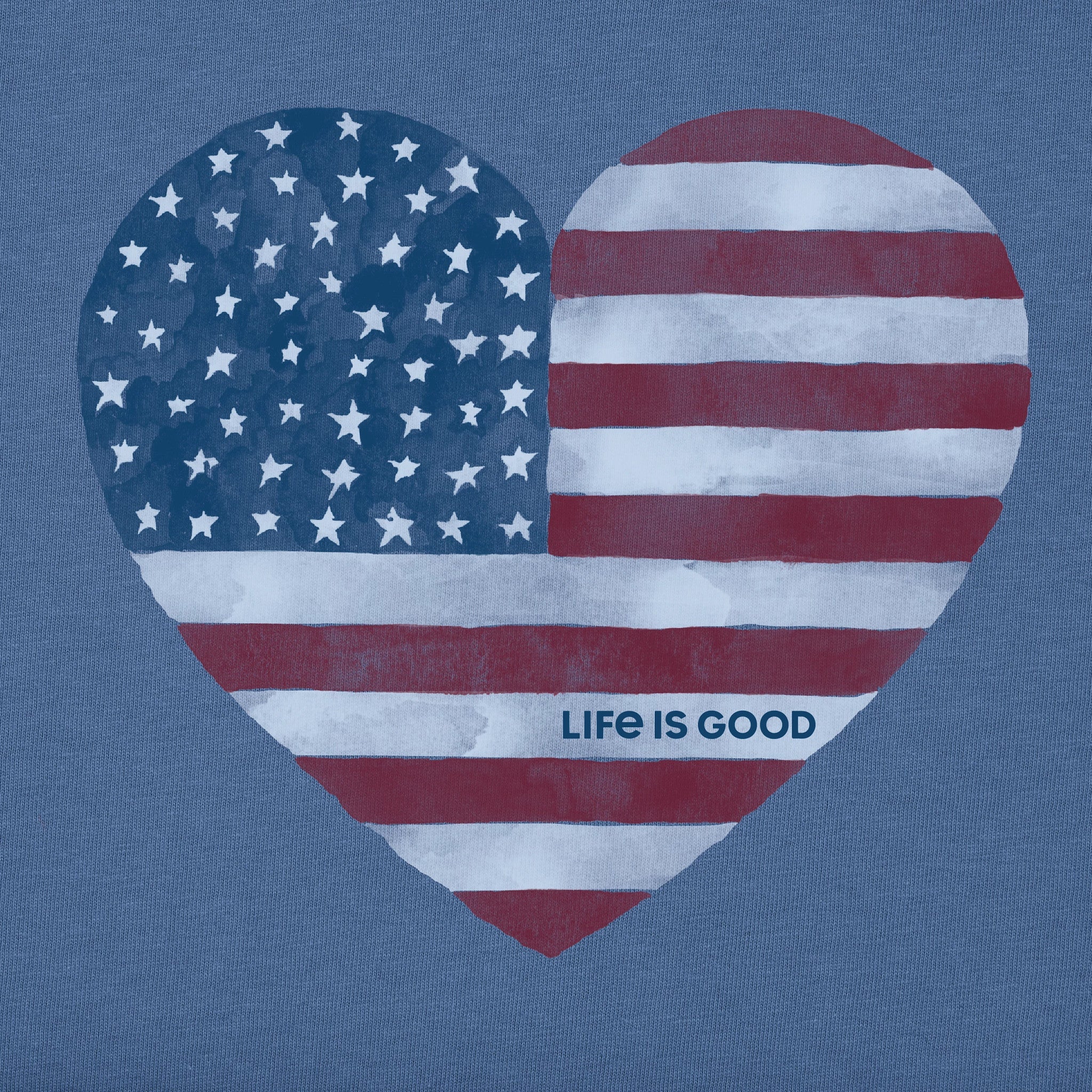 Women's Flag Heart Short Sleeve Crusher Vee