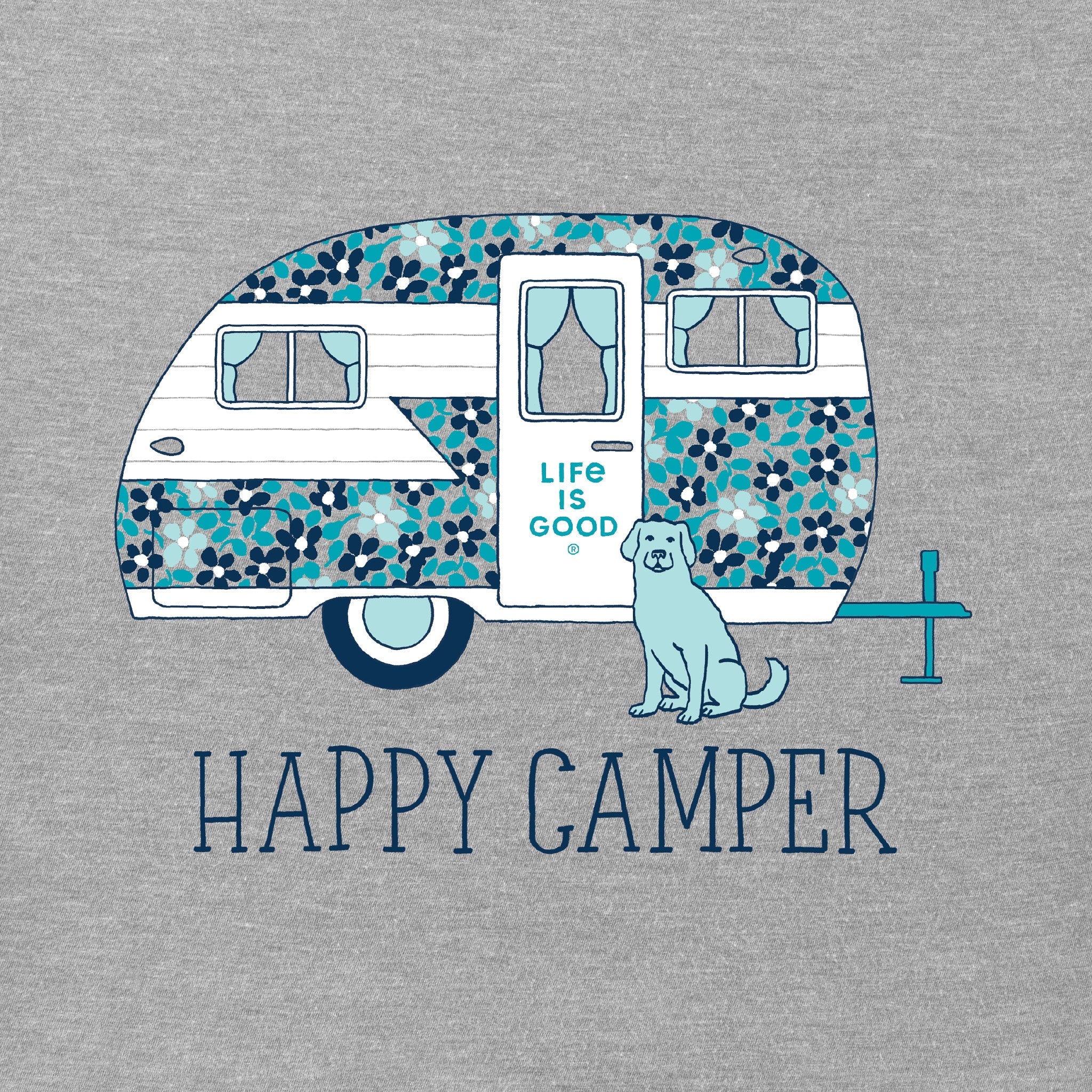 Women's Floral Happy Camper Short Sleeve Crusher Vee
