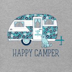 Women's Floral Happy Camper Short Sleeve Crusher Vee