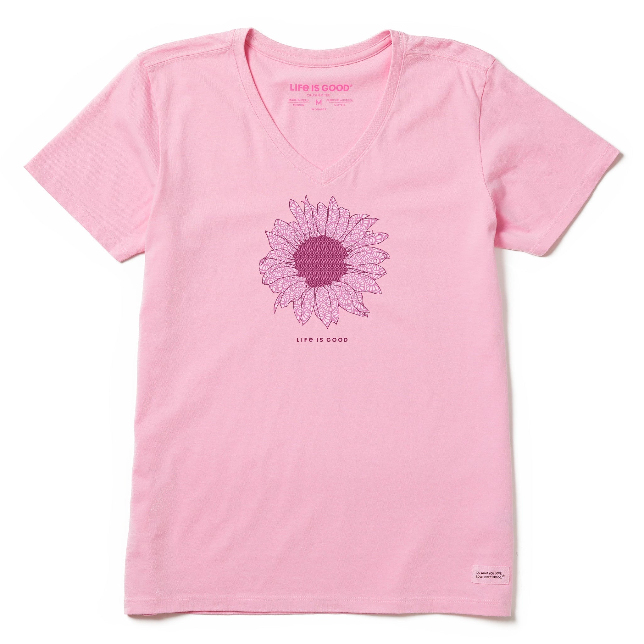 Women's French Sunflower Short Sleeve Crusher Vee