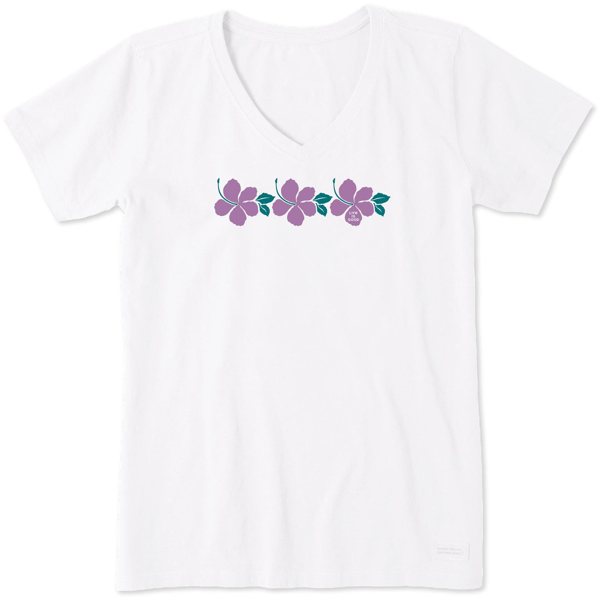 Women's Hibiscus String Short Sleeve Crusher Vee