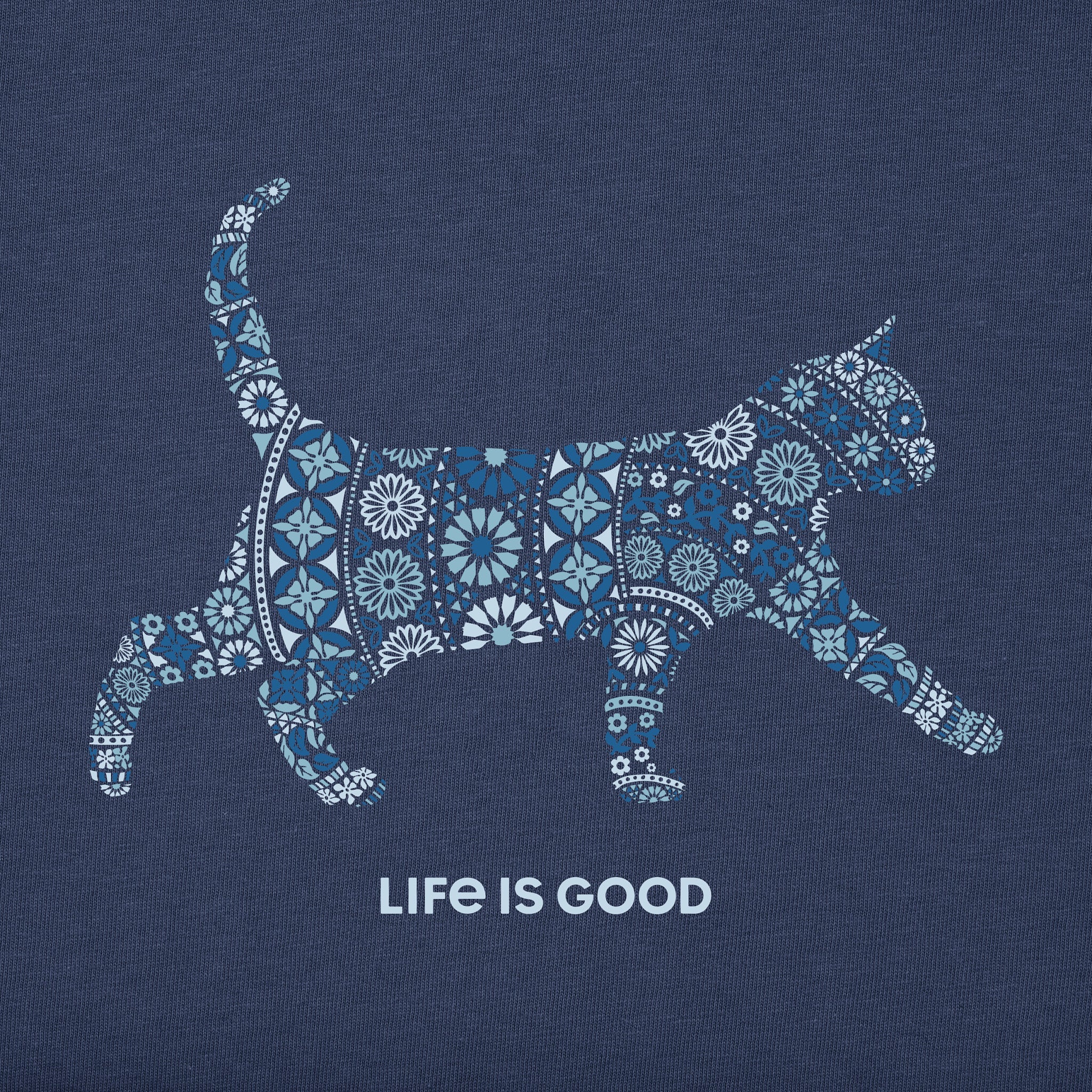 Women's Cat Mosaic Long Sleeve Crusher Vee