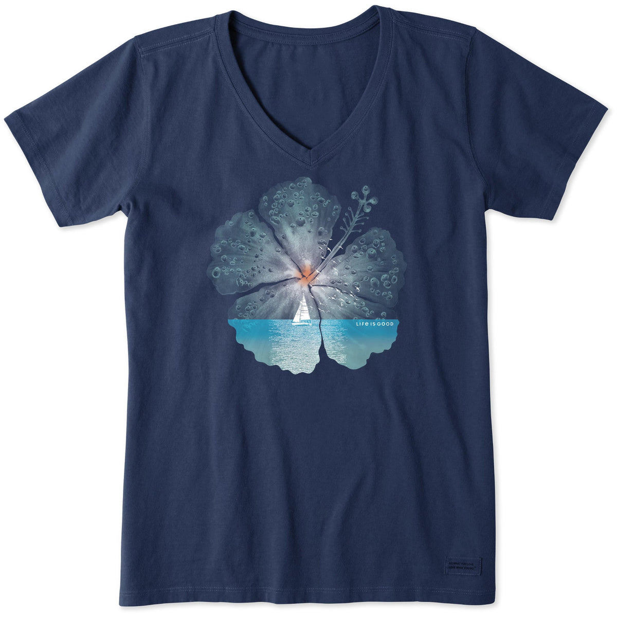 Women's Hibiscus Sail Short Sleeve Crusher Vee