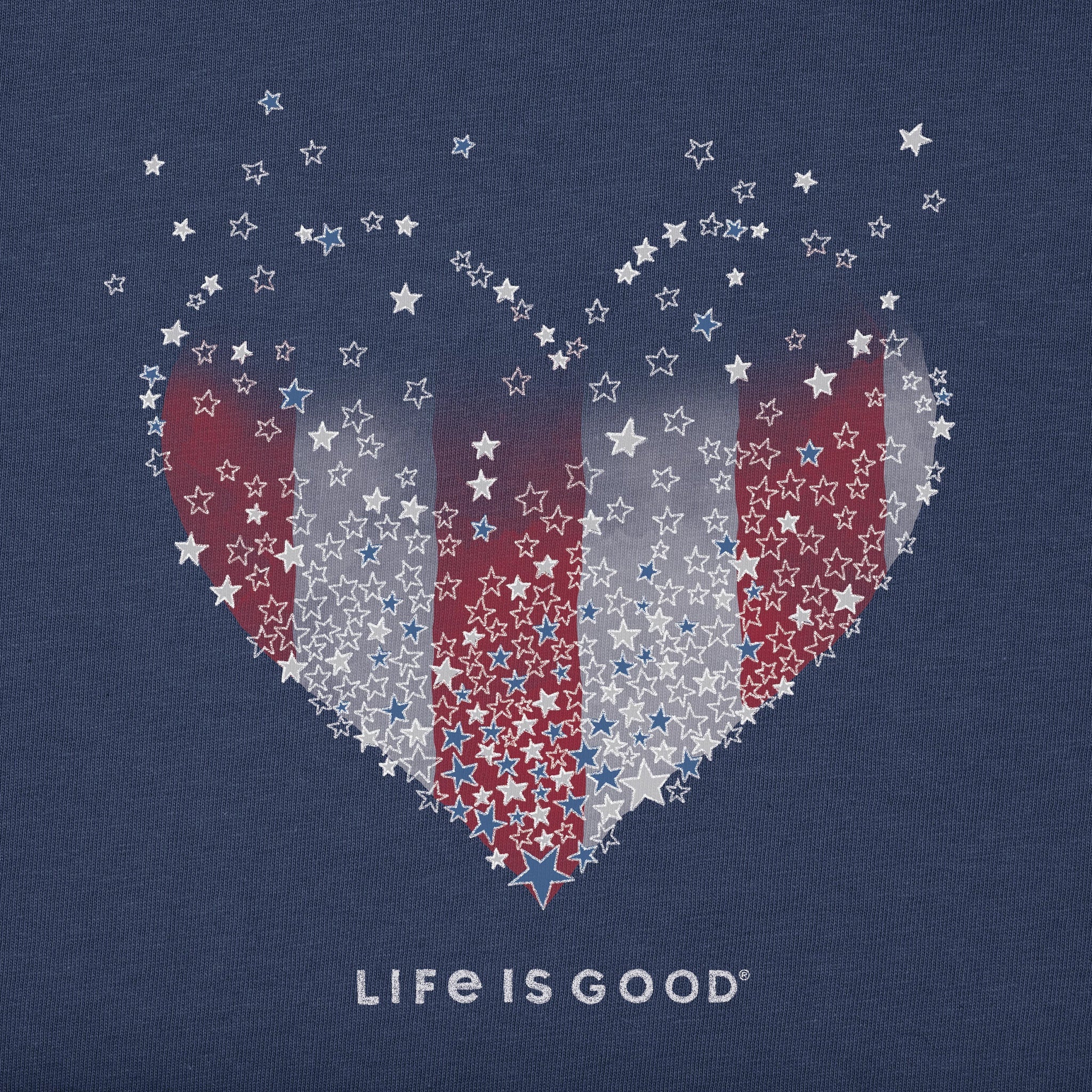 Women's Heart Stars and Stripes Short Sleeve Crusher Vee