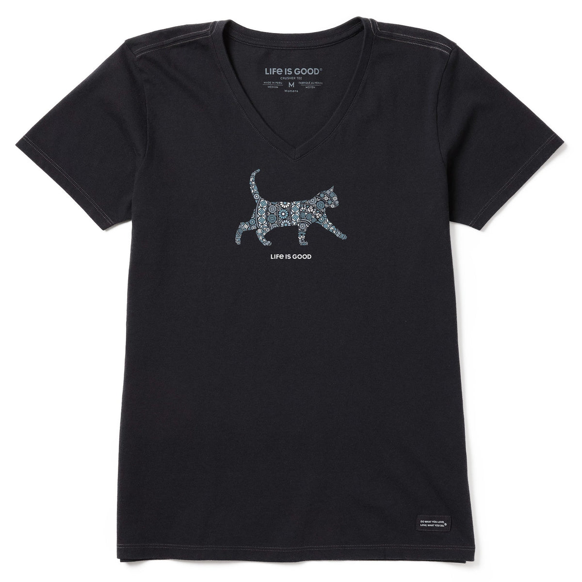 Women's Cat Mosaic Short Sleeve Crusher Vee