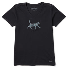 Women's Cat Mosaic Short Sleeve Crusher Vee