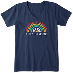 Women's Daisy Rainbow Short Sleeve Crusher Vee