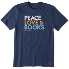 Men's Peace Love Books Short Sleeve Crusher Tee