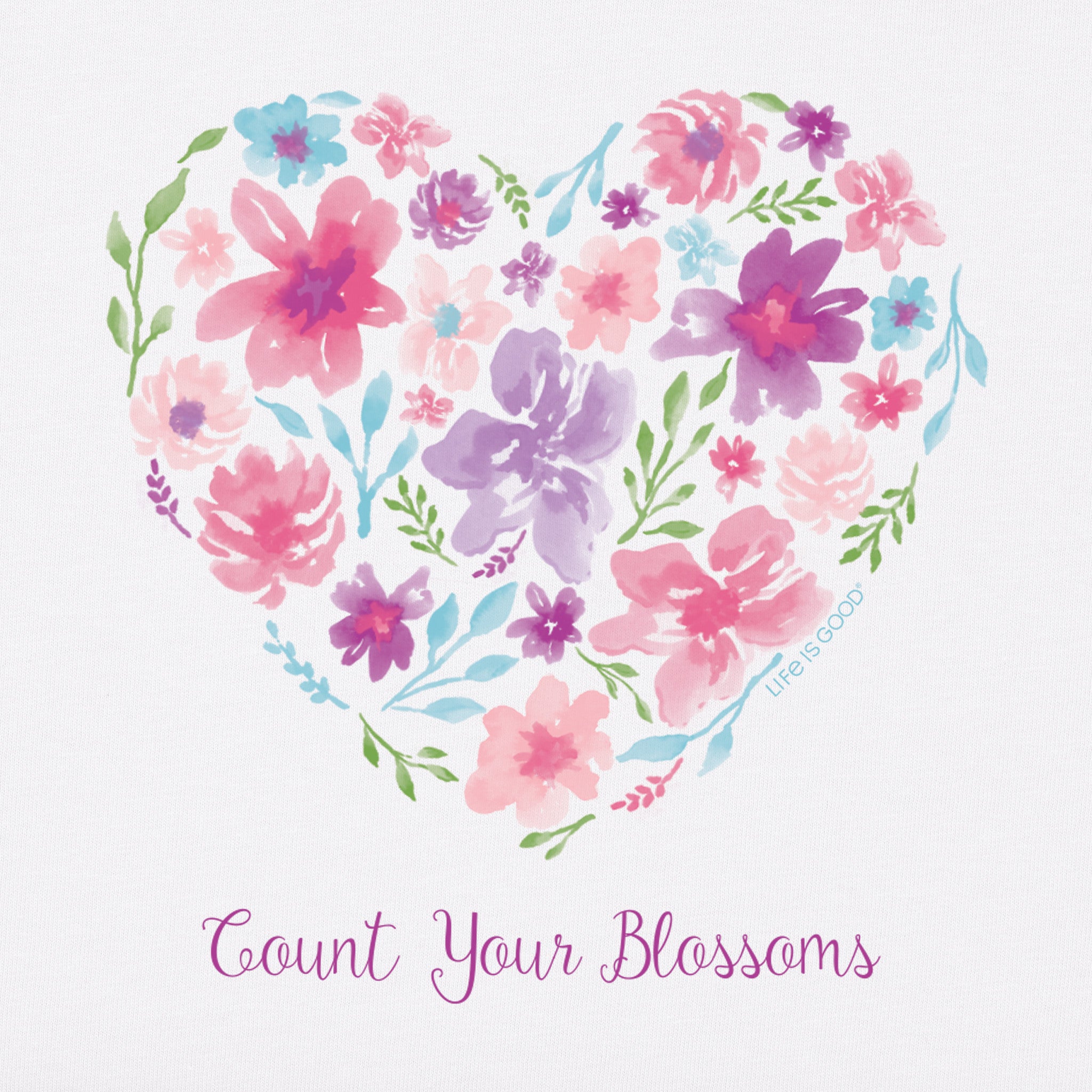 Women's Count Your Blossoms Heart Short Sleeve Crusher Vee