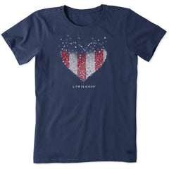 Women's Heart Stars and Stripes Short Sleeve Tee