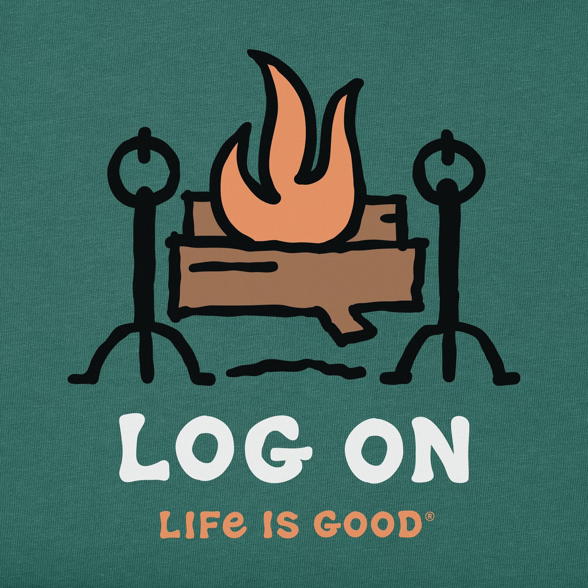 Men's Log On Fireplace Long Sleeve Crusher Tee