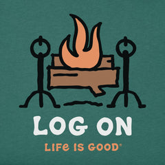 Men's Log On Fireplace Long Sleeve Crusher Tee