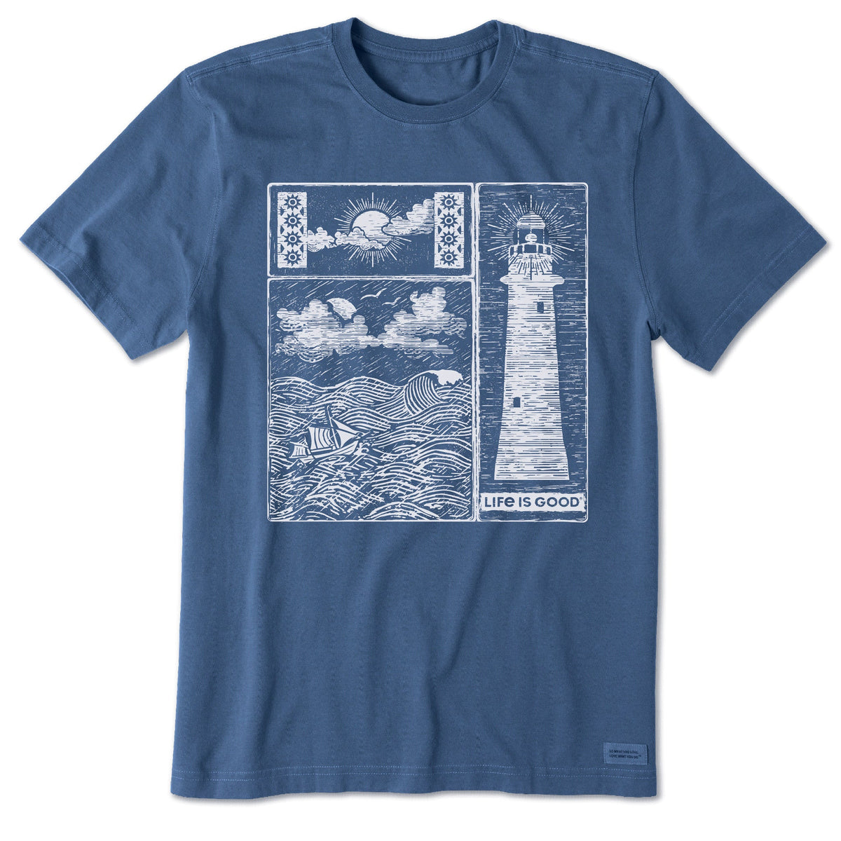Men's Woodblock Sea Short Sleeve Crusher Tee