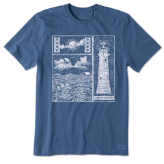 Men's Woodblock Sea Short Sleeve Crusher Tee