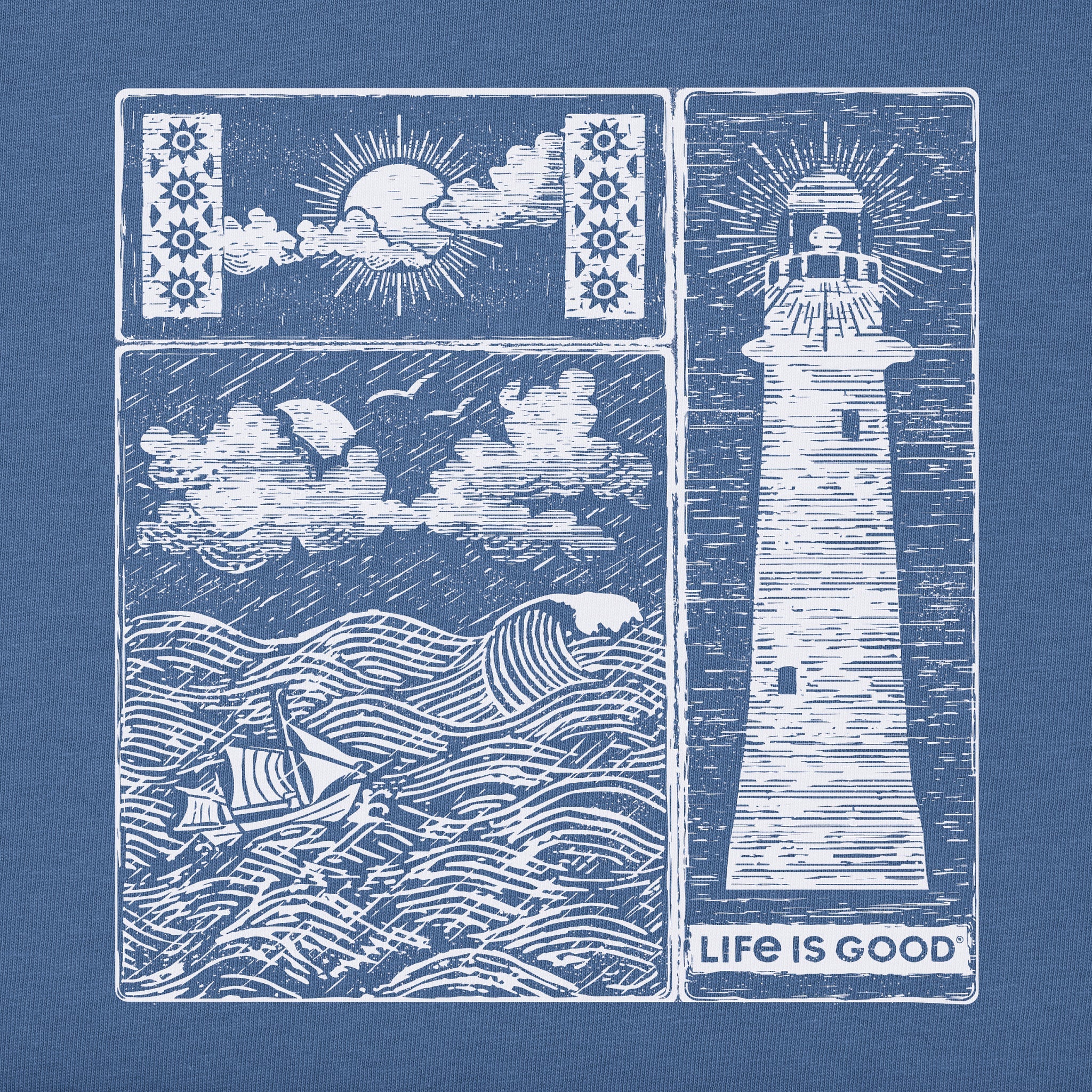 Men's Woodblock Sea Short Sleeve Crusher Tee