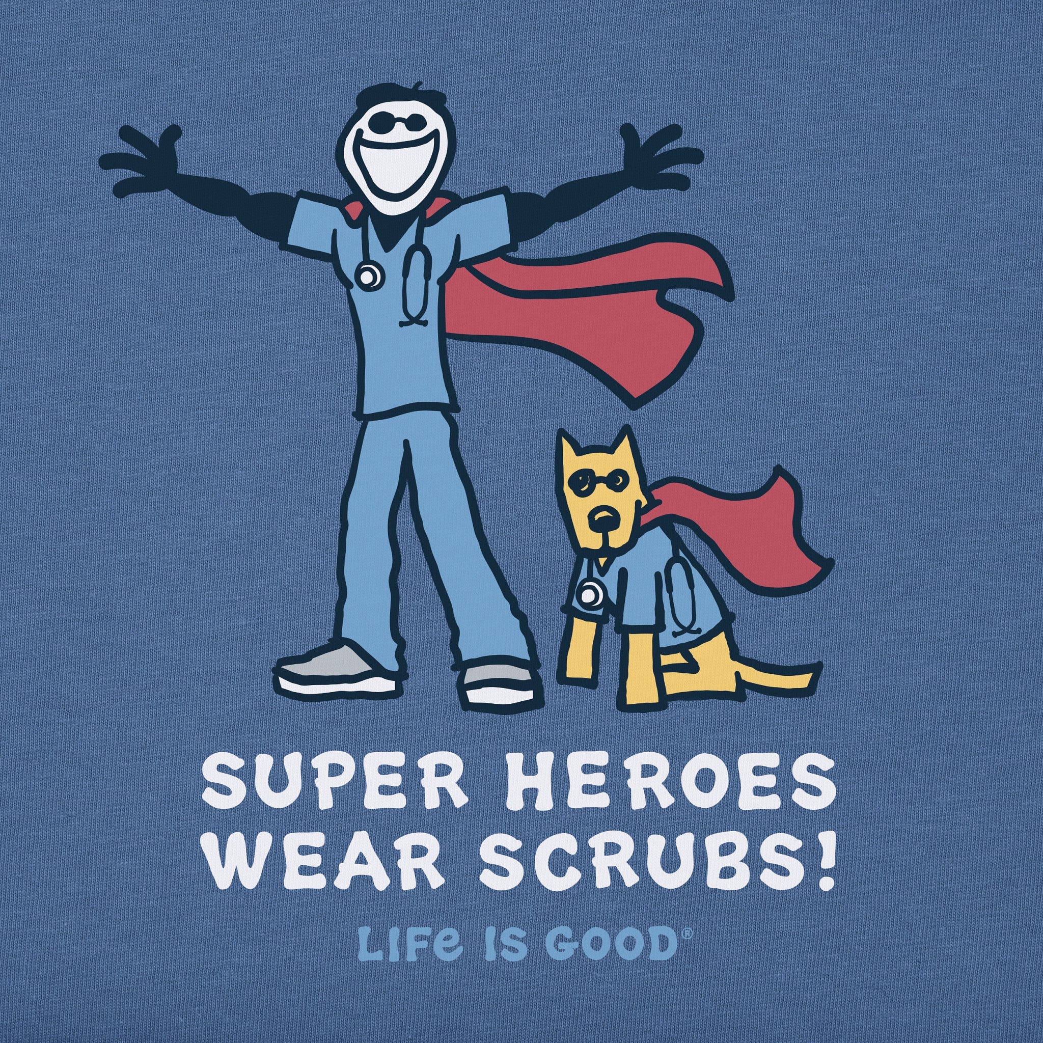 Men's Jake and Rocket Super Heroes Wear Scrubs Short Sleeve Crusher Tee